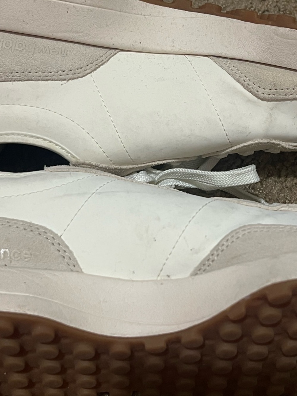 Used twice, New Balance Beige & Olive Retro Runner Sneakers - Picture 8 of 9